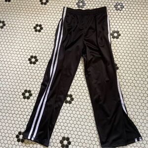 Vintage Bugle Boy Women M Black Athletic Jogger Striped Zip Ankle Pockets Y2k